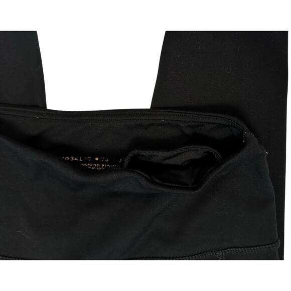 2/$15 Yogalicious Lux High Waist Cropped Leggings Pockets Black Size XS - Picture 7 of 10
